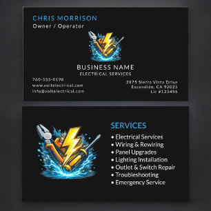Black Electrician Services Professional Business Card