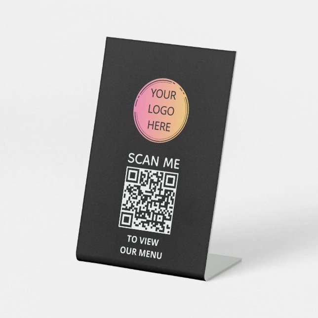 Black Elegance QR Menu Sign (Front)