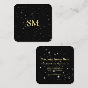 Black elegance square business card