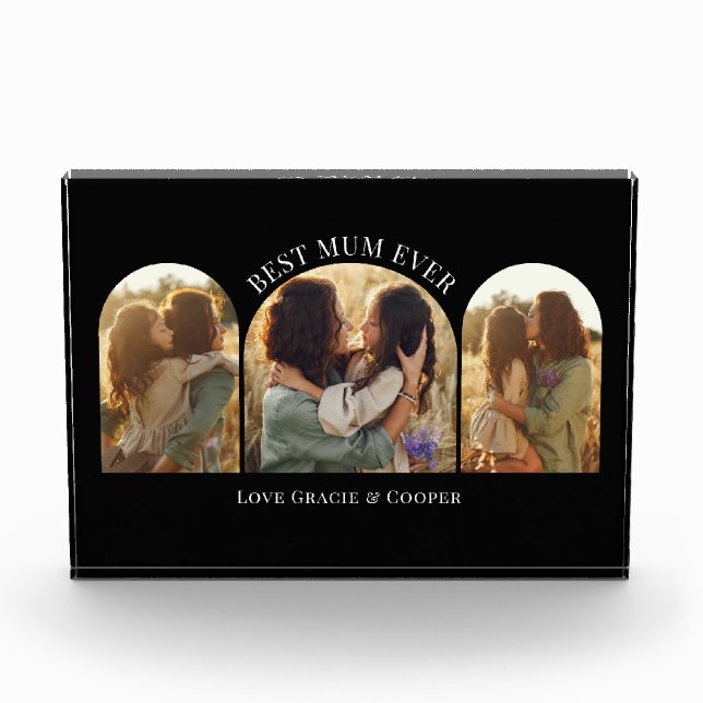 Black elegant arch multi photo best mum (Front)