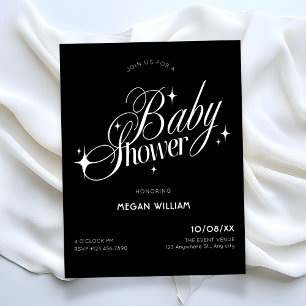 Black elegant baby shower invitation