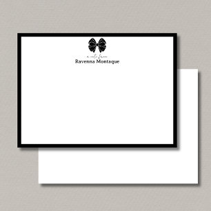 Black Elegant Bow Border Custom Name Wedding Card