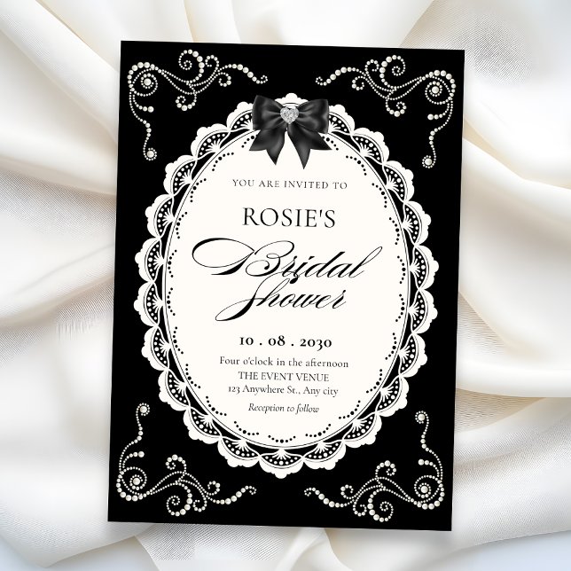 Black Elegant bridal shower Invitation (Creator Uploaded)