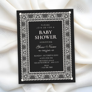 Black elegant bridal shower invitation