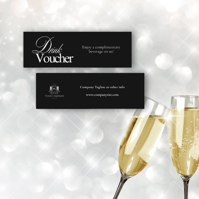 Black Elegant Calligraphy Business Logo Voucher  Mini Business Card (Creator Uploaded)
