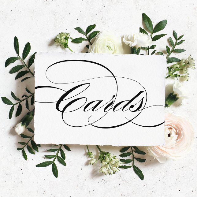 Black Elegant Calligraphy Cards Wedding Sign (Creator Uploaded)
