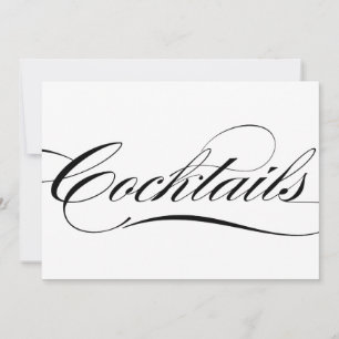 Black Elegant Calligraphy Cocktails Wedding Sign Invitation
