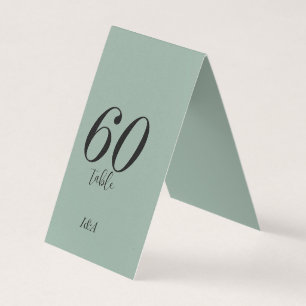 Black Elegant Calligraphy Numbers on Sage Green