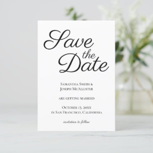 Black Elegant Calligraphy Save the Date Invitation