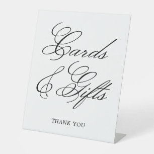 Black Elegant Calligraphy Wedding Cards & Gifts Pedestal Sign