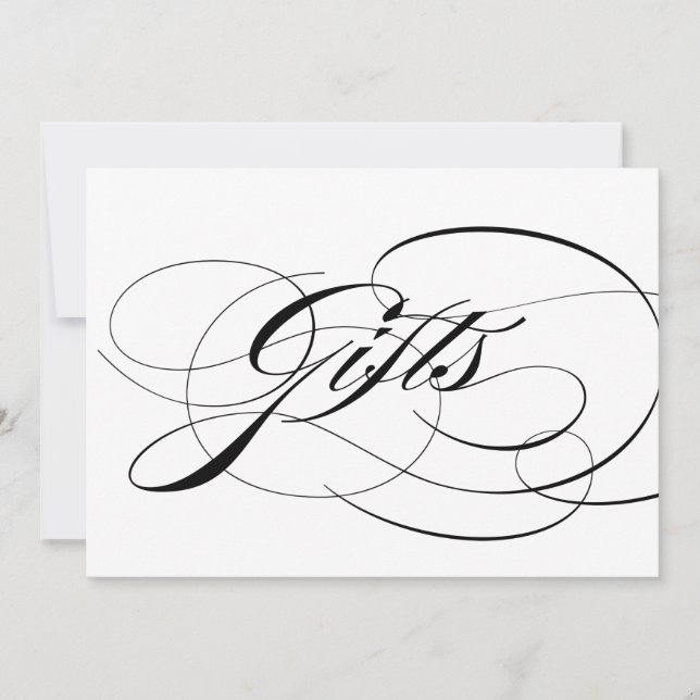 Black Elegant Calligraphy Wedding Gifts Sign (Front)