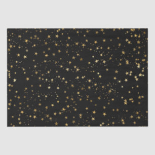 Black Elegant Celestial Starry Gold Stars Design Tissue Paper