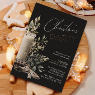 Black Elegant Christmas Candle Holiday Party  Invitation