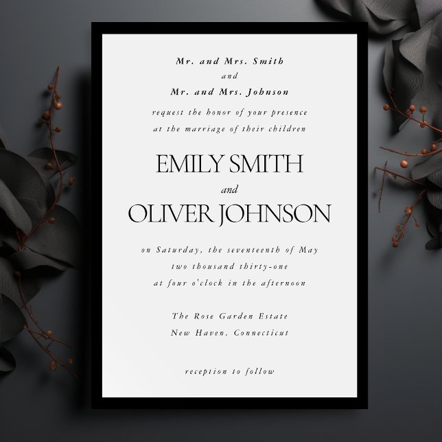 Black Elegant Classic Frame Wedding Parents Host Invitation (Creator Uploaded)