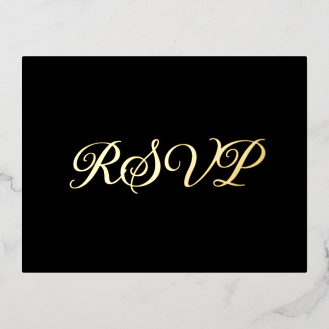 Black Elegant Co-Starring Foil RSVP Card (Front)