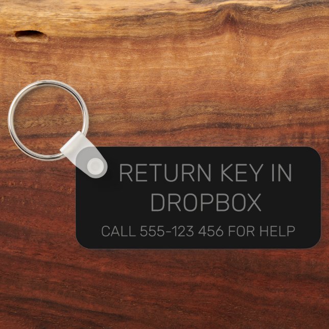 Black Elegant Custom Guest House Room Phone Number Key Ring (Back)