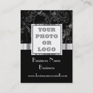 Black elegant damask business card