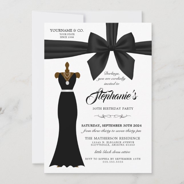 Black Elegant Fashion Tiffany Birthday Invitation (Front)
