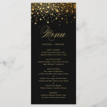 Black Elegant Faux Gold Foil Confetti Wedding Menu<br><div class="desc">Add an elegant accent to your event tablescape with this customisable menu card. It features faux gold foil confetti dots with an elegant script. Personalise this elegant menu card by adding your own details. This faux gold foil menu card is perfect for weddings, bridal showers, baby showers, and so much...</div>