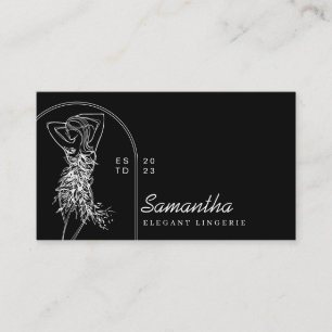 Black Elegant Girly Feminine Minimal Lingerie Business Card