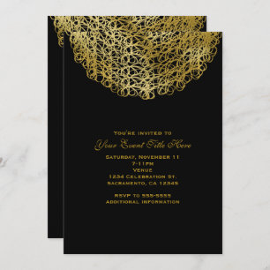 Black & Elegant Gold Circle Event Party Invitation