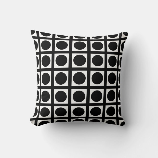 Black Elegant Grid Dots Cushion (Front)