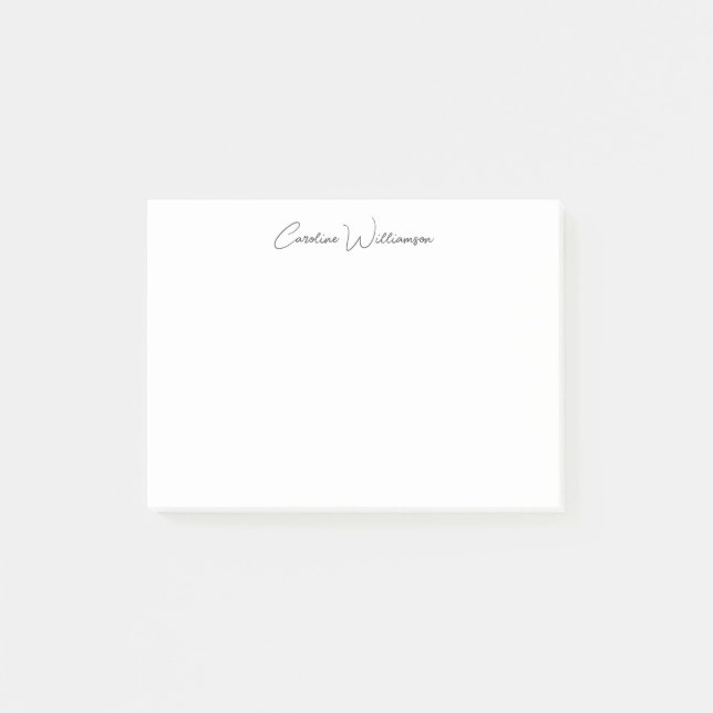 Black Elegant Handwriting Personalised Name Desk Post-it Notes (Front)