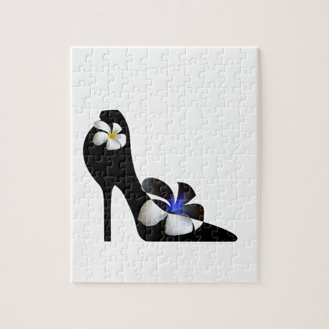 Black elegant high-heeled shoes. Fantasy of high f Jigsaw Puzzle (Vertical)