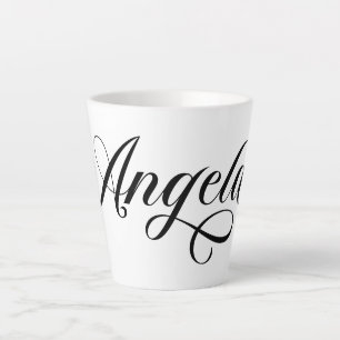 Black Elegant Lettering Angela Latte Mug