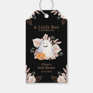 Black Elegant Little Boo Boho Ghost Baby Shower Gift Tags