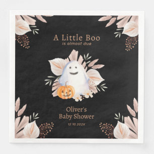 Black Elegant Little Boo Boho Ghost Baby Shower Napkin