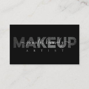 Black Elegant Metallic Makeup Artist Beauty Salon Business Card