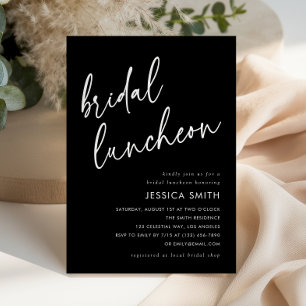 Black Elegant Minimalist Bridal Luncheon Invitation