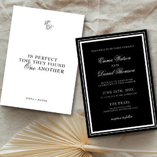Black Elegant Minimalist Classic Quote Wedding Invitation