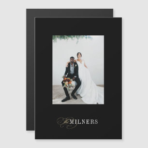Black Elegant Minimalist Holiday Photo Magnet Card