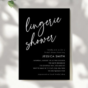 Black Elegant Minimalist Lingerie Shower Invitation