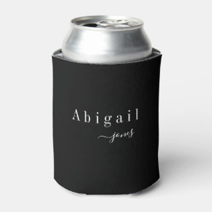 Black Elegant Minimalist Script Name Personalised Can Cooler