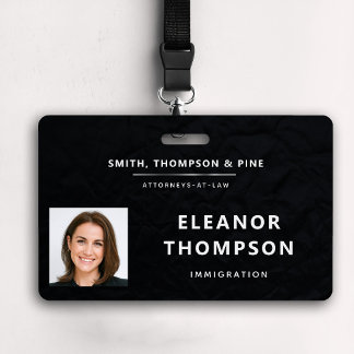 Black Elegant Modern Business Professional Photo ID Badge