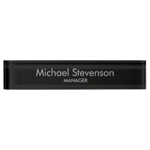 Black Elegant Modern Desk Nameplate