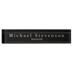 Black Elegant Modern Desk Nameplate