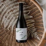 Black elegant modern eucalyptus wedding wine label<br><div class="desc">Eucalyptus Greenery foliage modern minimal elegant contemporary garden party Wedding gift wine label sticker. Simple contemporary botanical design. Sage green,  navy blue,  black and white elegant modern colorway suits spring,  summer fall,  autumn and whiter wedding ceremonies.</div>