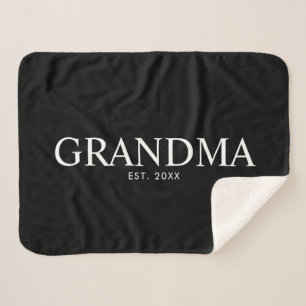 Black Elegant Modern Grandma Sherpa Blanket