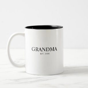Black Elegant Modern Grandma Two-Tone Coffee Mug