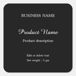 Black Elegant modern minimal square product label