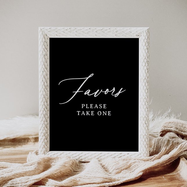 Black Elegant Modern Minimalist Favours Sign (Creator Uploaded)