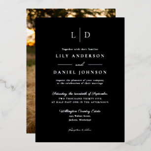 Black Elegant Modern Monogram Luxury Wedding Photo