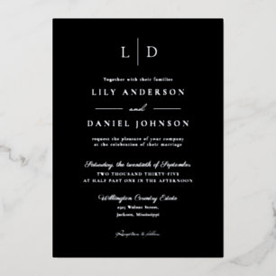 Black Elegant Modern Monogram QR Code Wedding