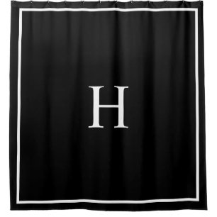 Black Elegant Modern Monogram Shower Curtain