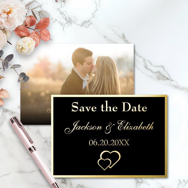 Black Elegant Modern Photo Wedding Save the Date (Creator Uploaded)