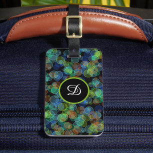 black elegant modern simple colourful polka dot luggage tag